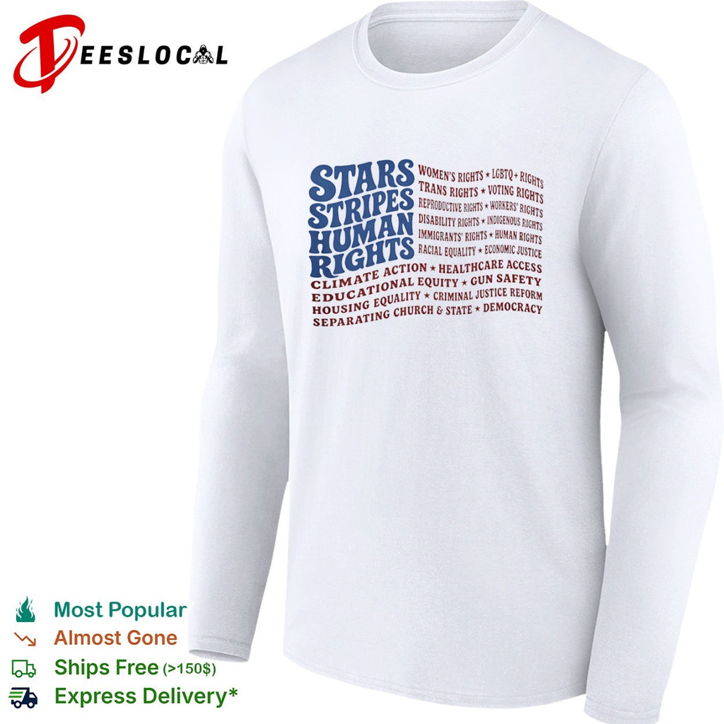 Stars Stripes Human Rights Women LGBTQ Trans Voting Reproductive Workers Shirt