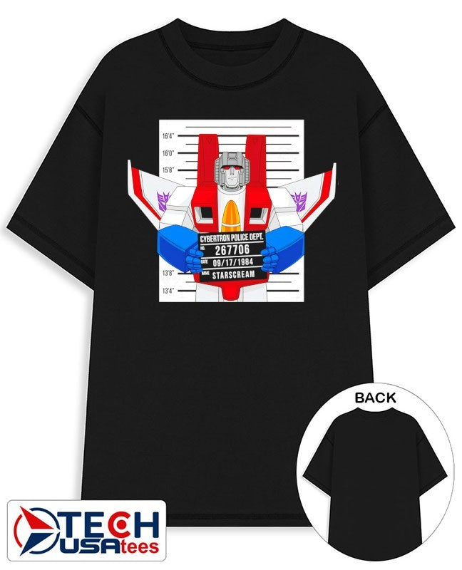 Starscream Cybertron Police Dept. mugshot shirt