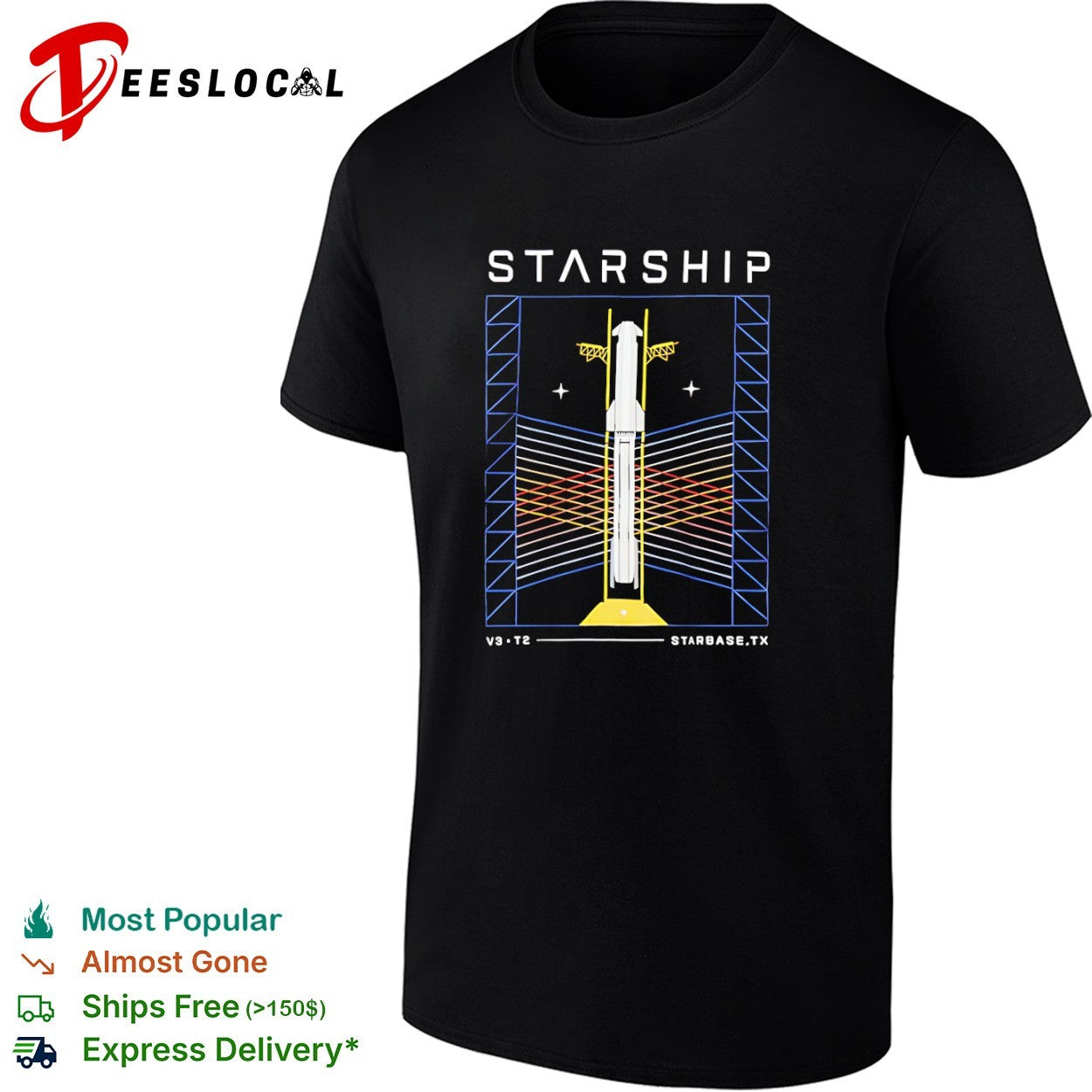 Starship SpaceX V3 T2 Starbase TX Rocket Launch Space Exploration shirt