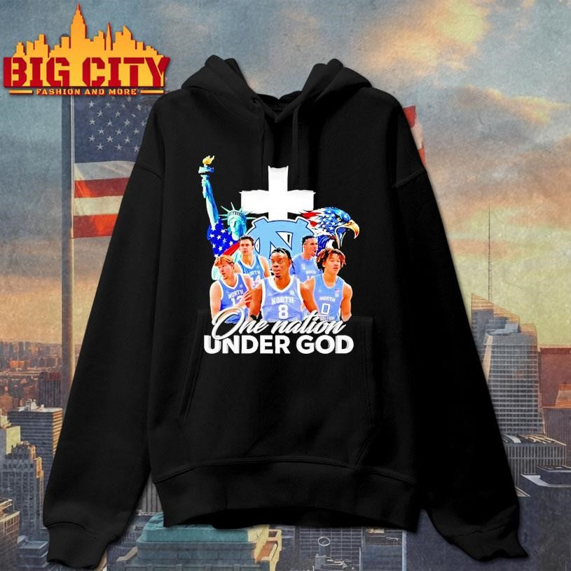Statue Of Liberty Eagle And North Carolina Tar Heels Players One Nation Under God Shirt