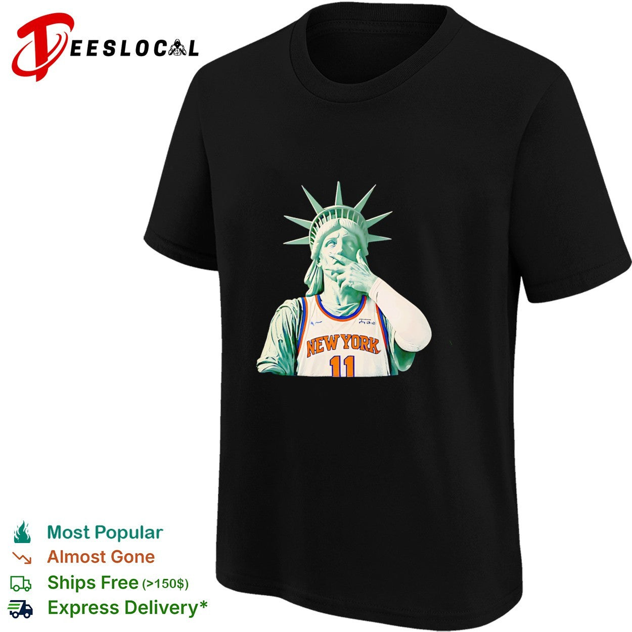 Statue of Liberty as New York Knicks player number 11 smoking gesture graphic shirt