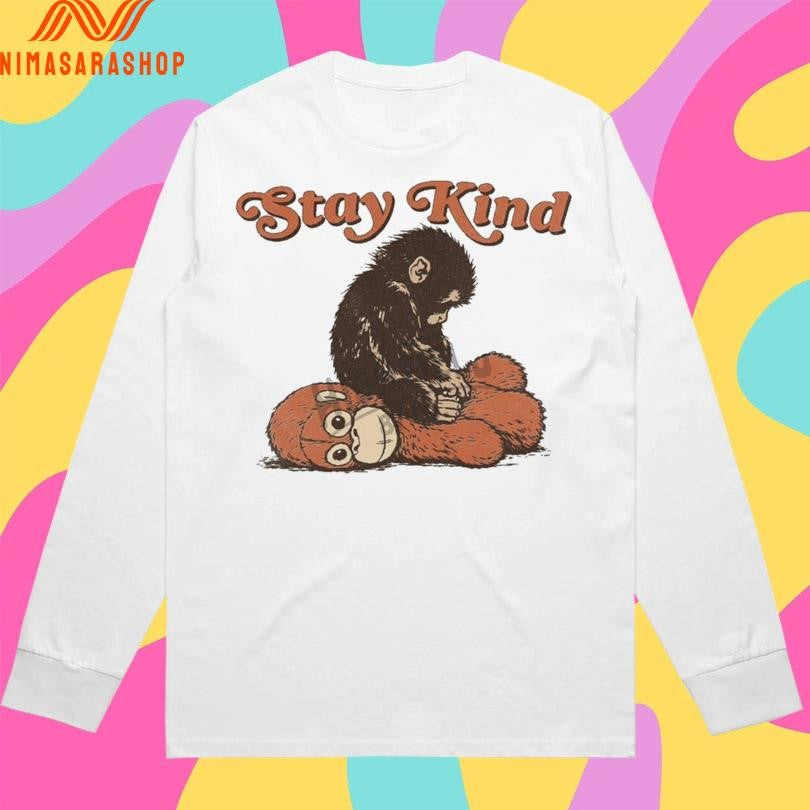 Stay Kind Punch Baby Monkey Emotional Plush Toy Viral Emotional Shirts