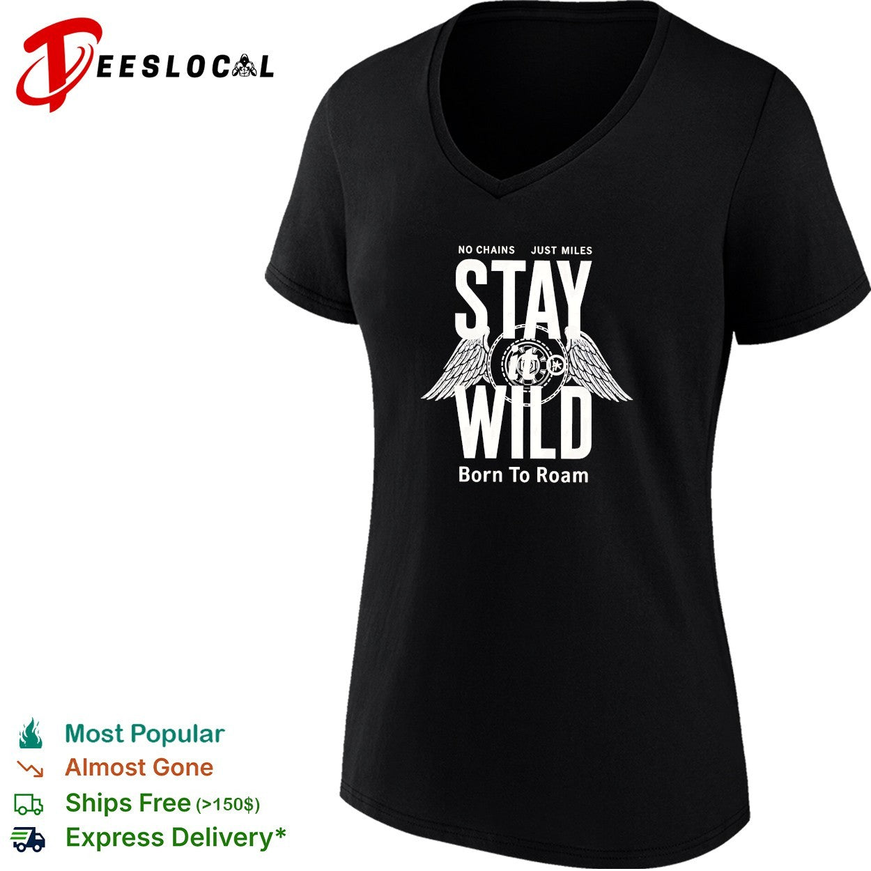 Stay wild born to roam motorcycle wings shirt