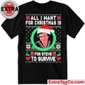 Steve Harrington wearing a Santa hat All I Want For Christmas Is Steve To Survive Shirt
