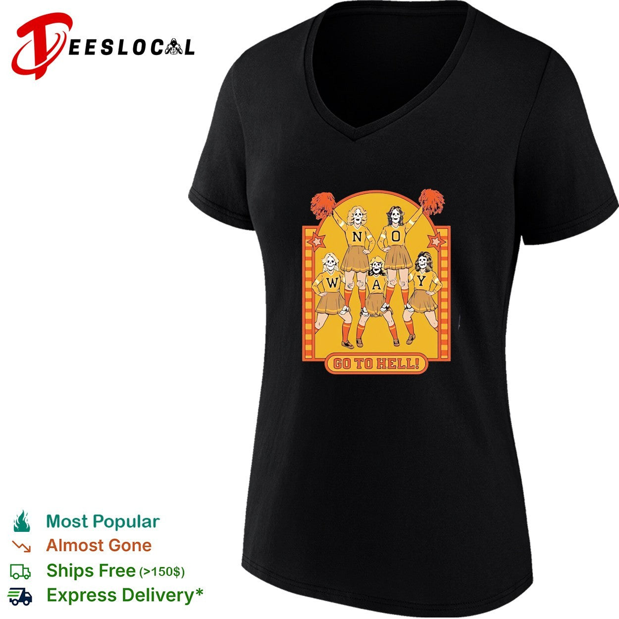 Steven rhodes no way go to hell skeleton cheerleaders vintage shirt