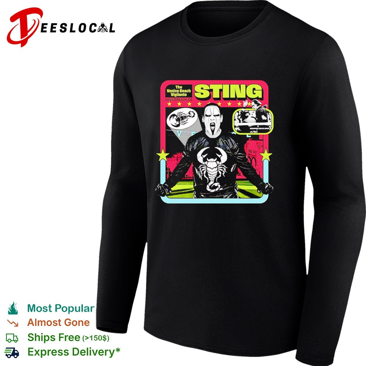 Sting the Venice Beach vigilante CA death drop scorpion face shirt