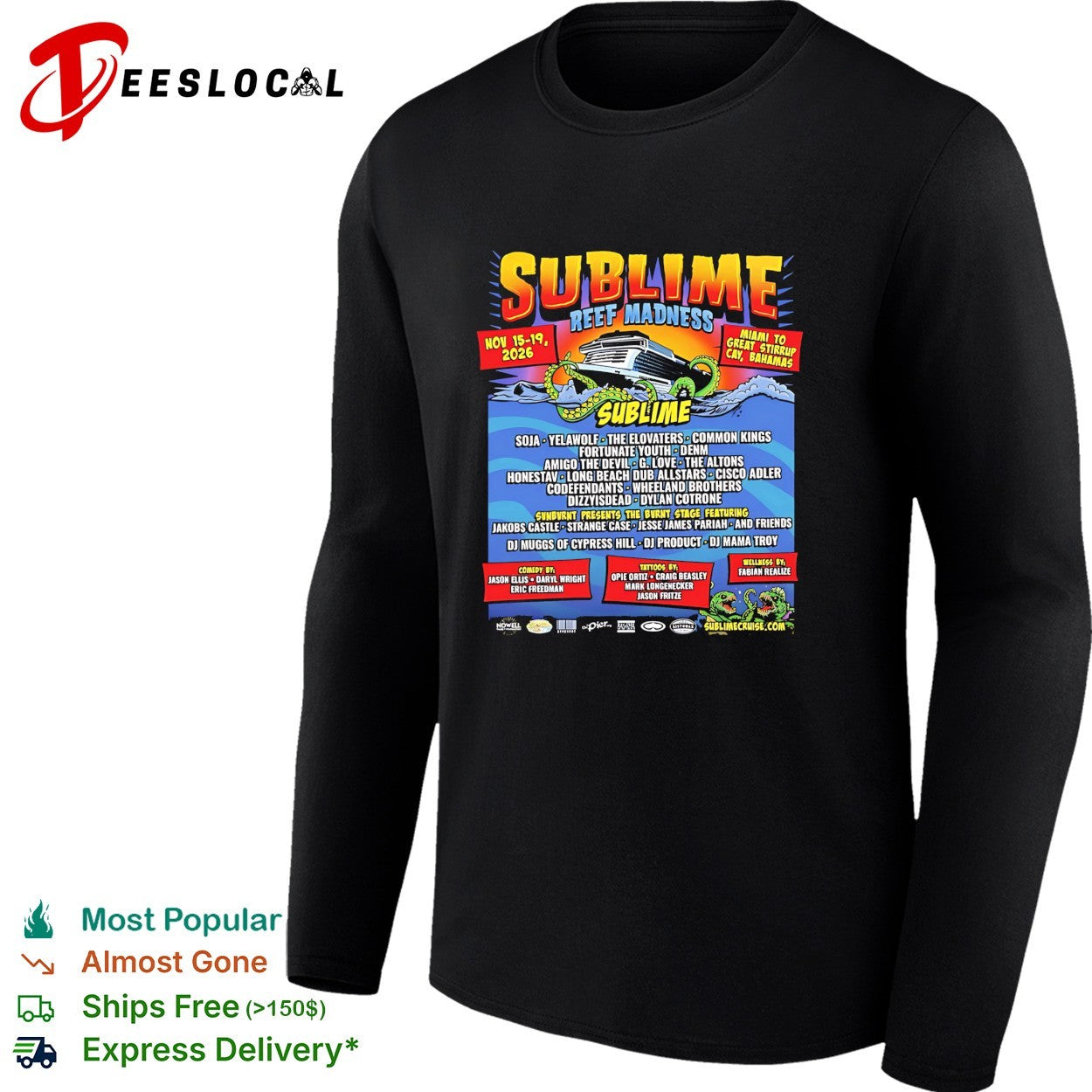 Sublime Reef Madness Nov 15 19 2026 Miami to Great Stirrup Cay Bahamas music shirt