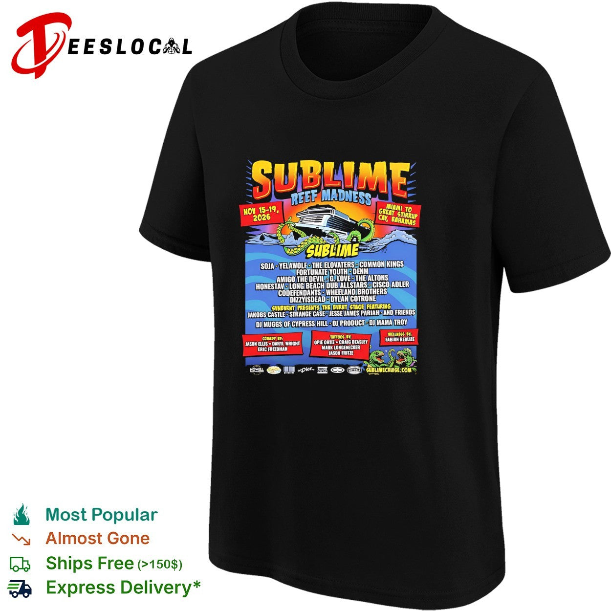 Sublime Reef Madness Nov 15 19 2026 Miami to Great Stirrup Cay Bahamas music shirt