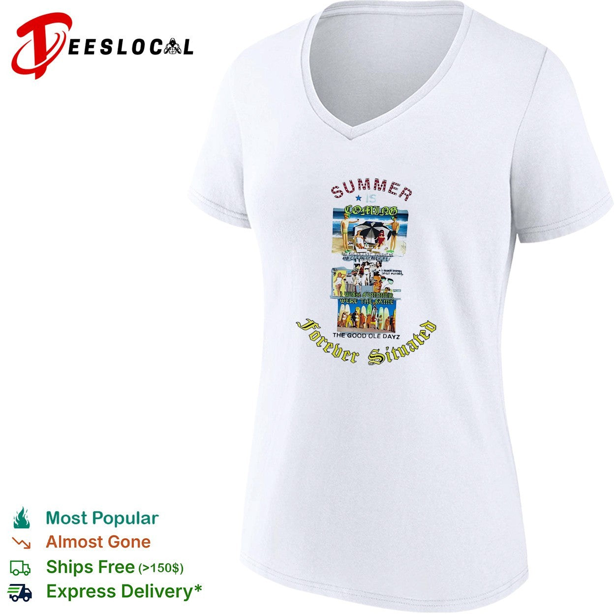 Summer is coming forever situated beach collage shirt
