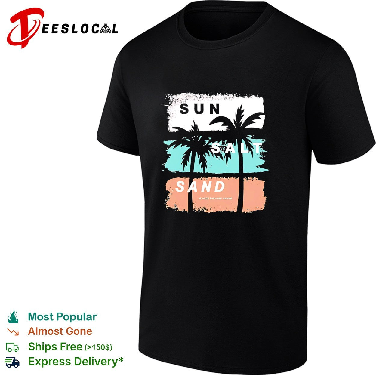 Sun salt sand beach palm trees vintage shirt