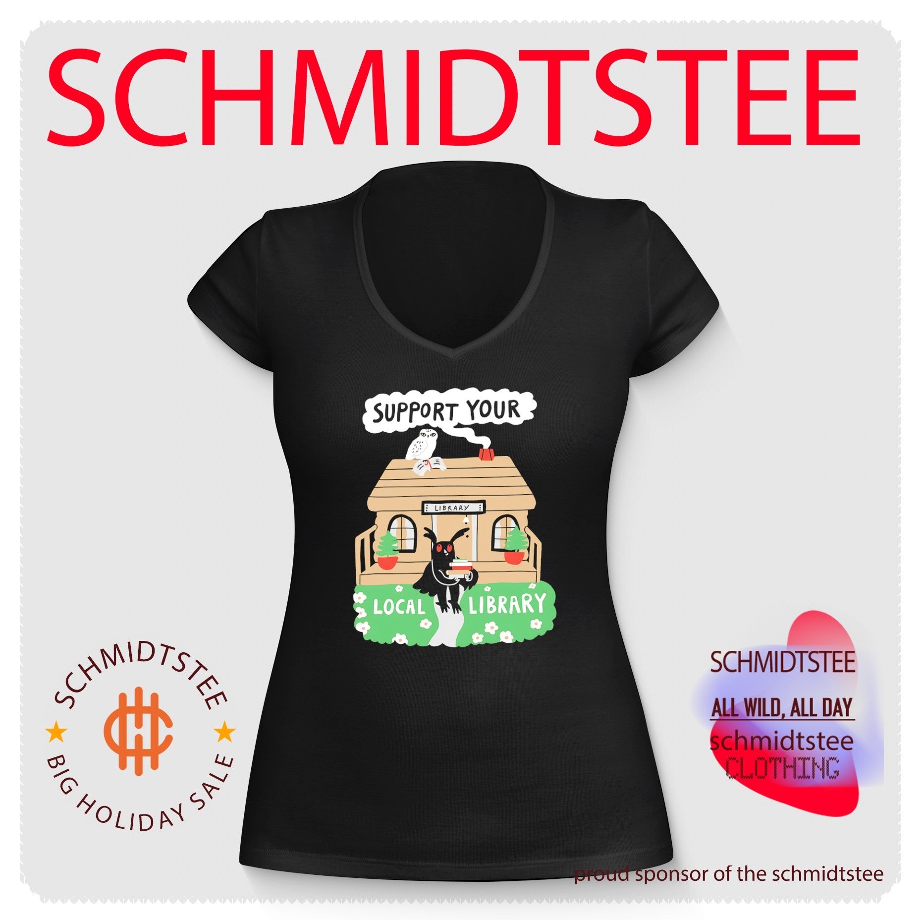 Support your local library graphic shirt