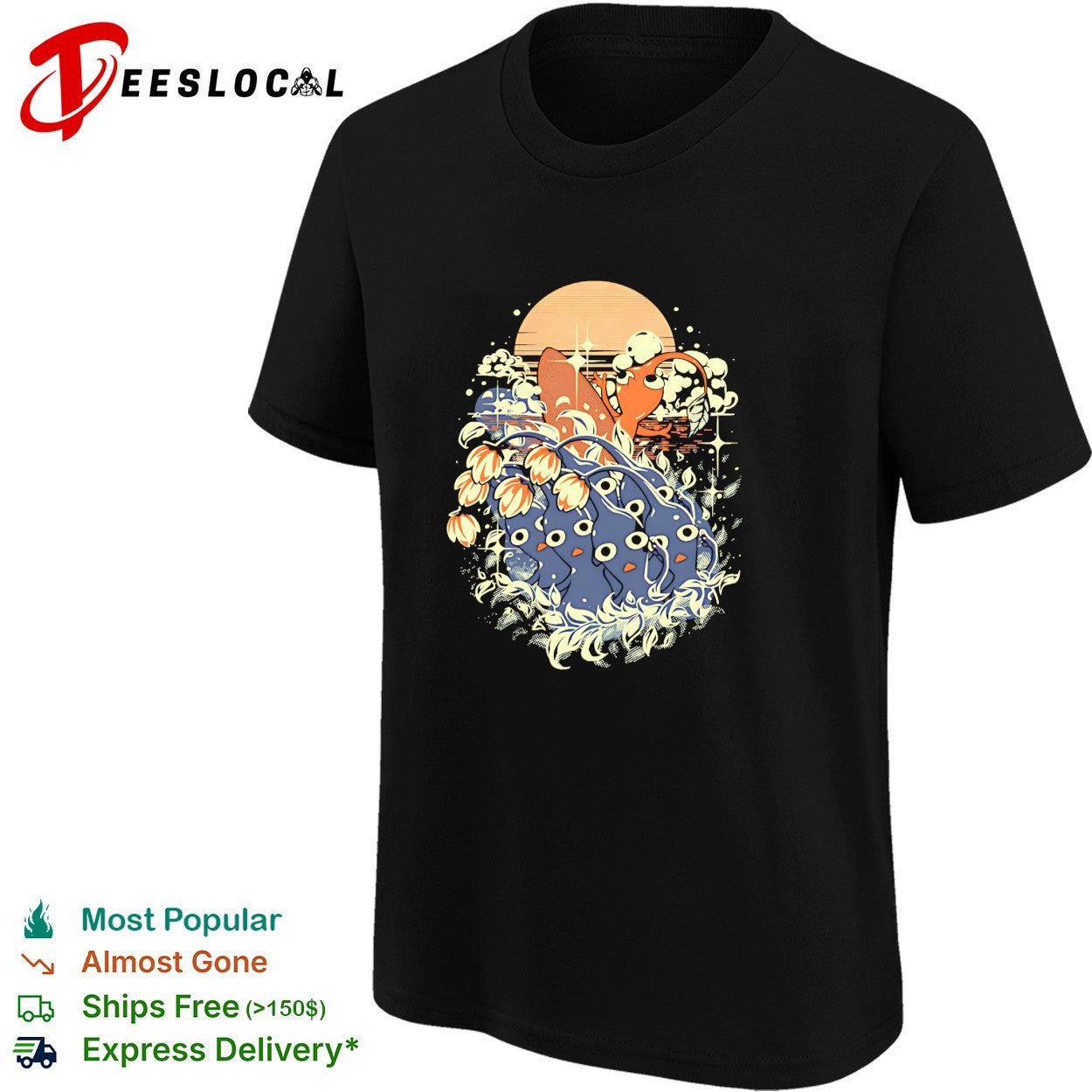 Surfing Pikmin Good Wave sunset reto shirt