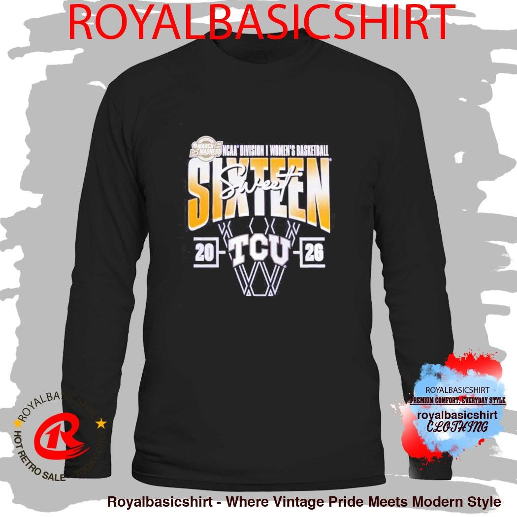 TCU Horned Frogs 2026 NCAA Women’s Basketball Tournament March Madness Sweet 16 Court Shot Shirt