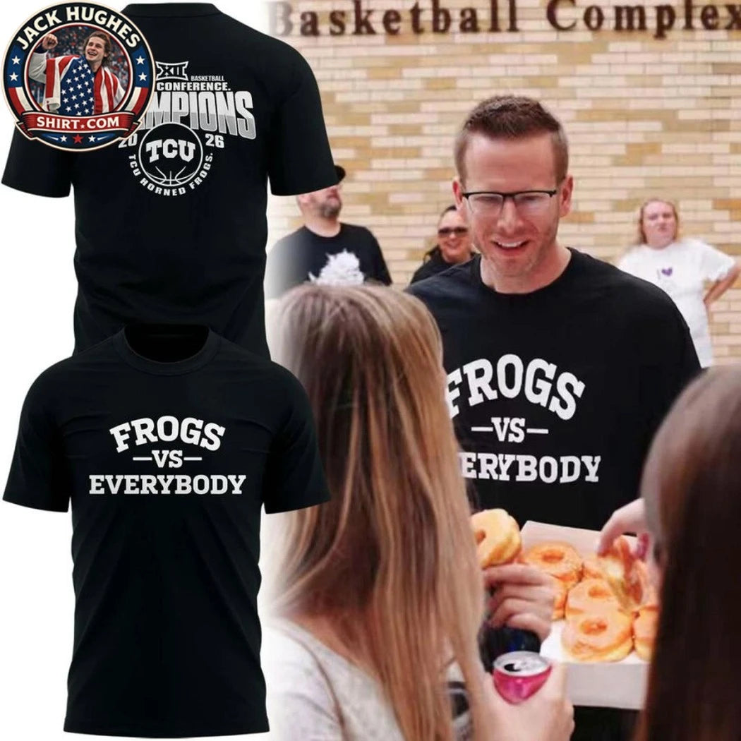 TCU Horned Frogs Coach Mark Campbell Frogs Vs Everybody Big 12 Champions Logo Two Sided T-Shirt