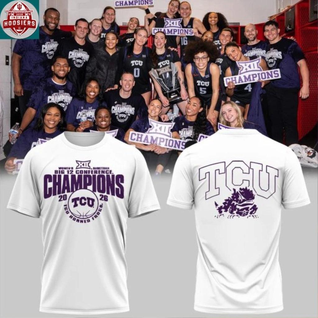 TCU Horned Frogs Women’s Basketball 2026 Big 12 Champions Logo Two Sided T-Shirt