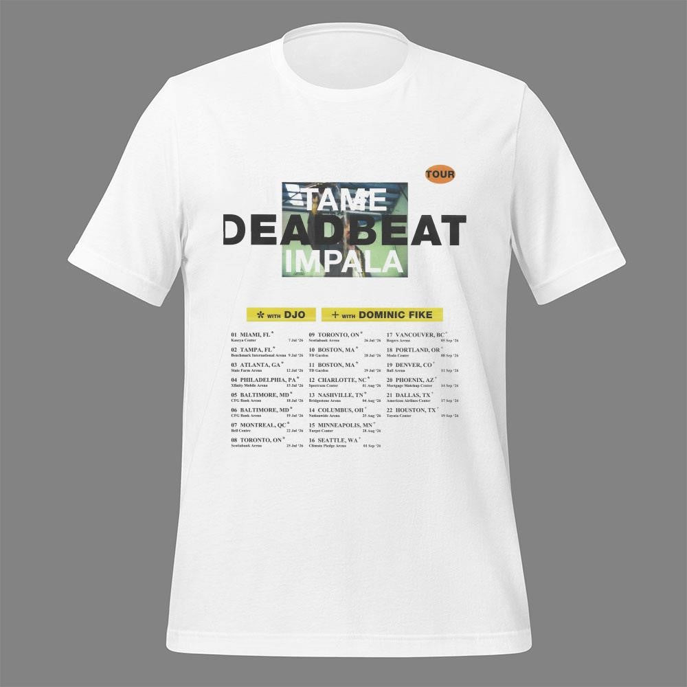 Tame Impala Deadbeat US Tour 2026 Schedule Tour Dates Shirt