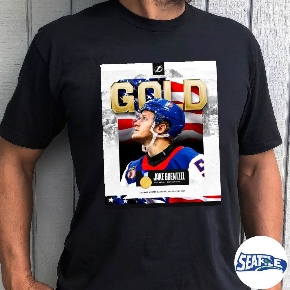 Tampa Bay Lightning Jake Guentzel Gold Medal USA Olympic Winter Games Milano Cortina 2026 Poster shirt
