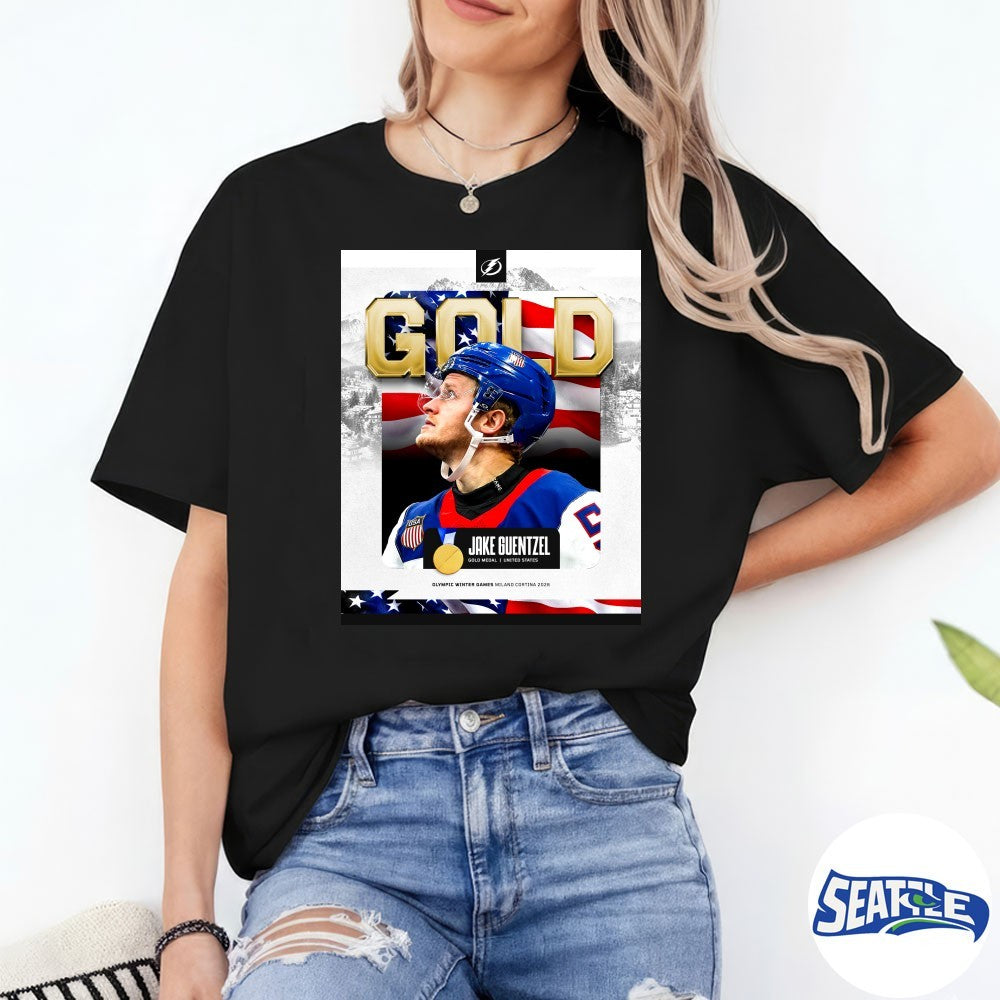 Tampa Bay Lightning Jake Guentzel Gold Medal USA Olympic Winter Games Milano Cortina 2026 Poster shirt