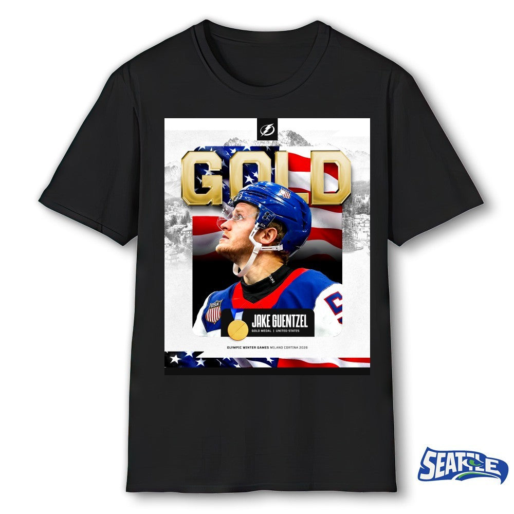 Tampa Bay Lightning Jake Guentzel Gold Medal USA Olympic Winter Games Milano Cortina 2026 Poster shirt