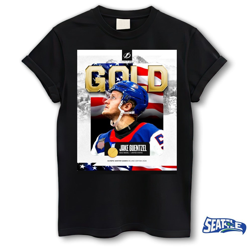 Tampa Bay Lightning Jake Guentzel Gold Medal USA Olympic Winter Games Milano Cortina 2026 Poster shirt