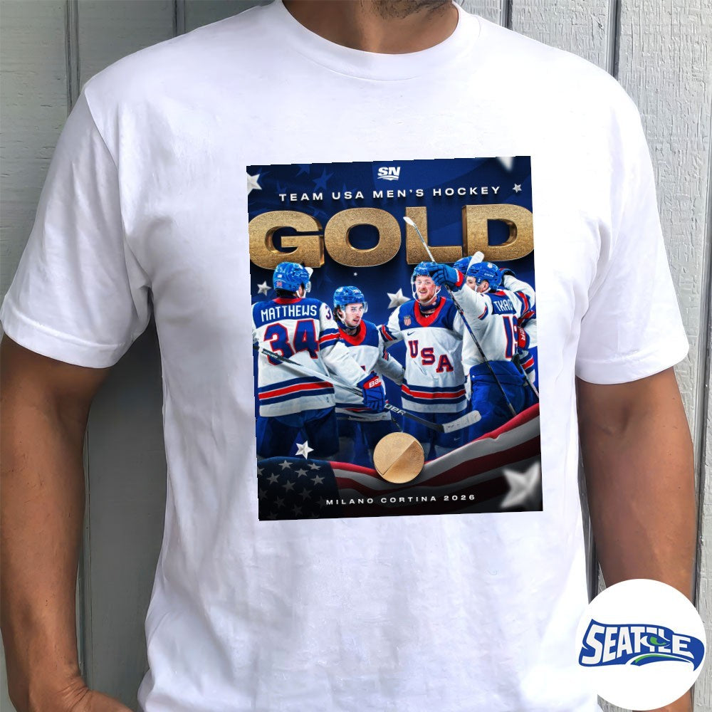 Team USA Men’s Hockey Gold Medal Winter Olympics Milano Cortina 2026 Poster shirt