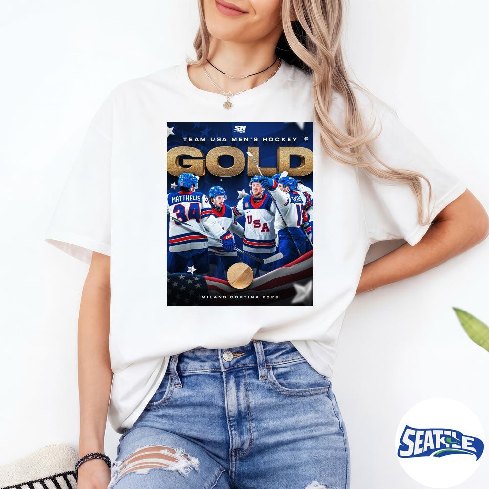 Team USA Men’s Hockey Gold Medal Winter Olympics Milano Cortina 2026 Poster shirt