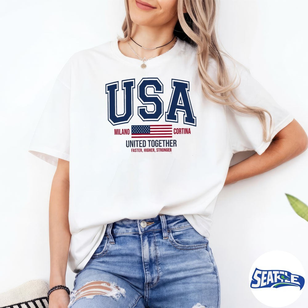 Team USA Milano Cortina 2026 Winter Games United Together Faster Higher Stronger shirt