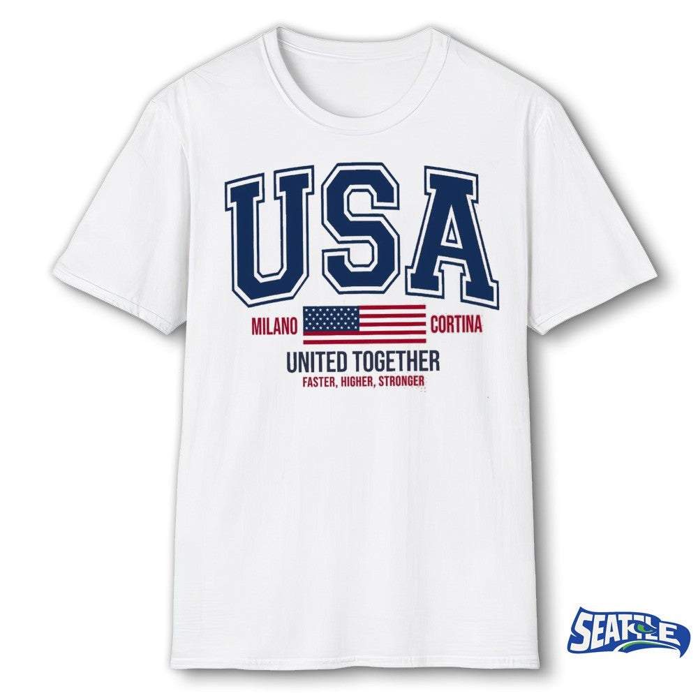 Team USA Milano Cortina 2026 Winter Games United Together Faster Higher Stronger shirt