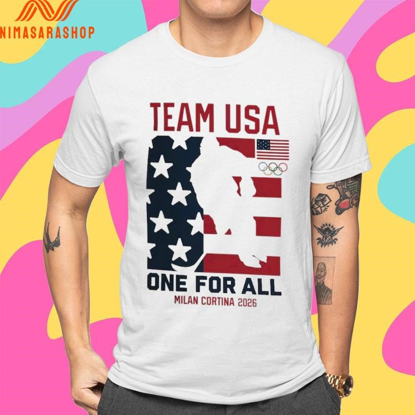 Team Usa One For All Milan Cortina 2026 Flag America Hockey Champions Gold Medal Shirts