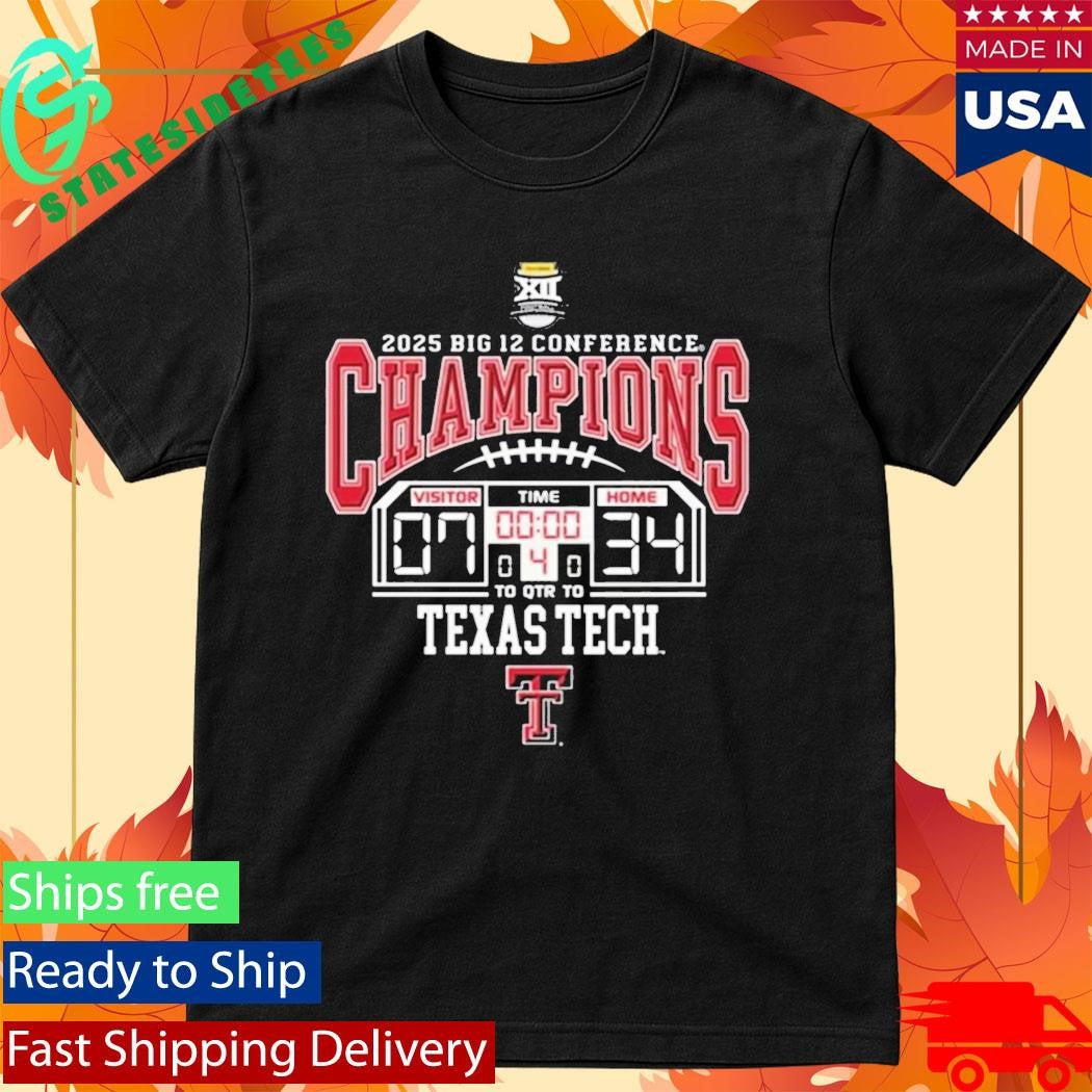 Tech Red Raiders 2025 Big 12 Champions Score Shirt