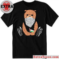 Teddy bear wearing a Keffiyeh scarf and holding a Palestinian flag Shirt