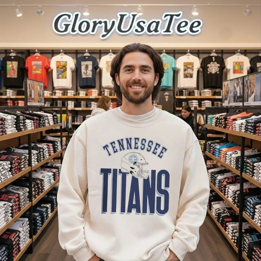 Tennessee Titans Merch New Logo Helmet Gameday Couture Fierce Focus Relaxed Fit Shirt