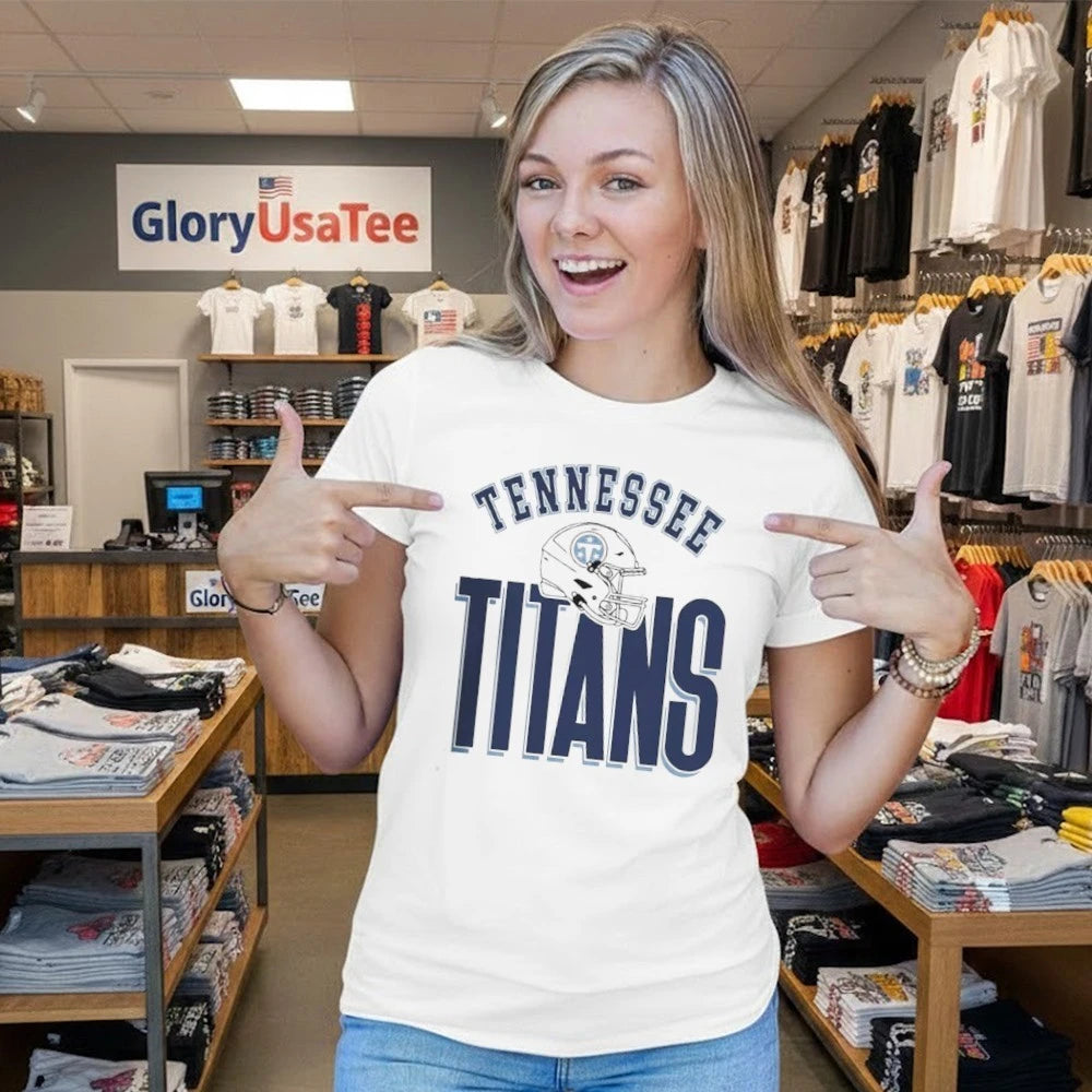 Tennessee Titans Merch New Logo Helmet Gameday Couture Fierce Focus Relaxed Fit Shirt