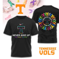 Tennessee Vols Never Give Up Fight Cancer In All Colors Logo Two Sided T-Shirt