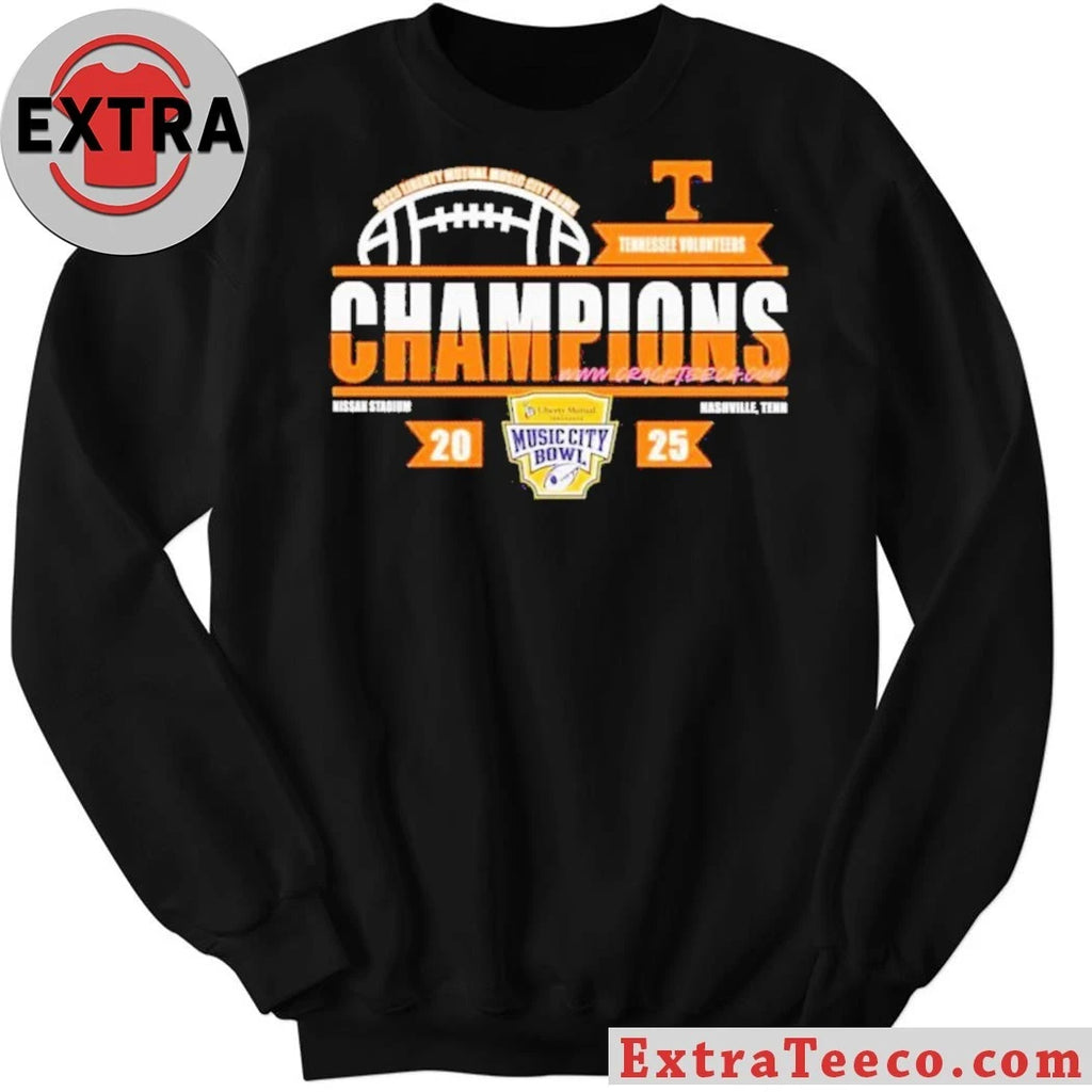 Tennessee Volunteers 2025 Liberty Mutual Music City Bowl Champions Logo T-Shirt