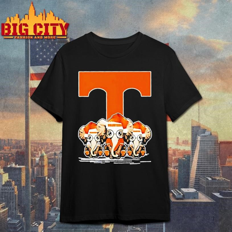 Tennessee Volunteers X Elephants Santa Hat Merry Christmas Shirt