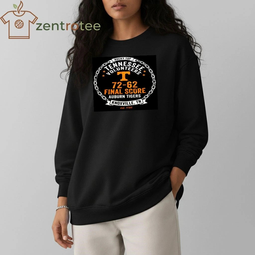 Tennessee Volunteers vs Auburn Tigers 72-62 Final Score T-Shirt – Rocky Top Basketball 2026 Edition – Nkctees