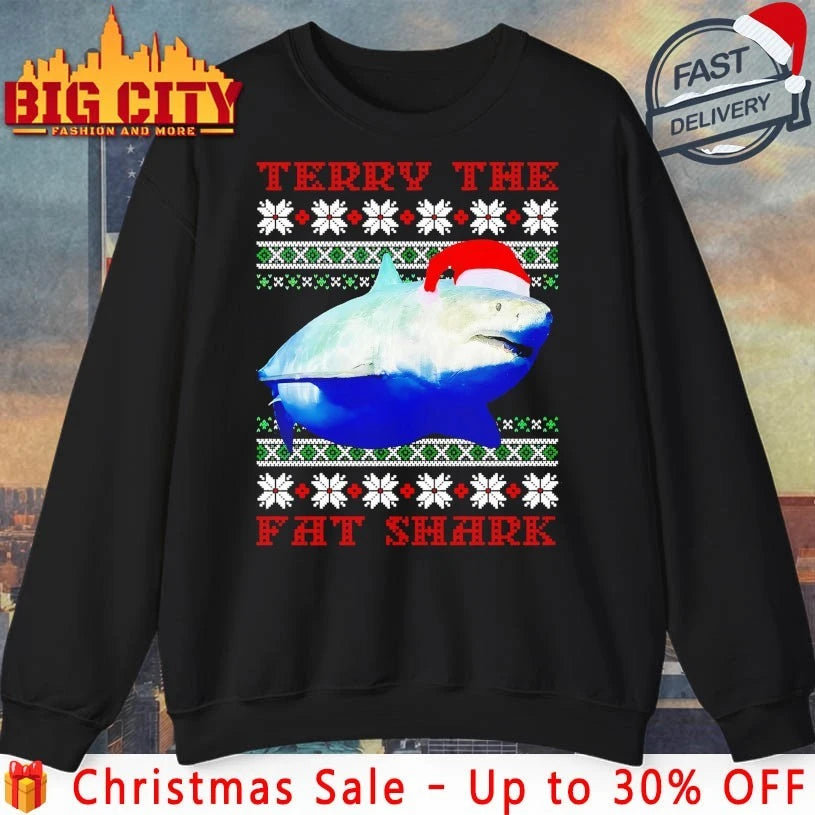 Terry The Fat Shark ugly Christmas 2025 shirt