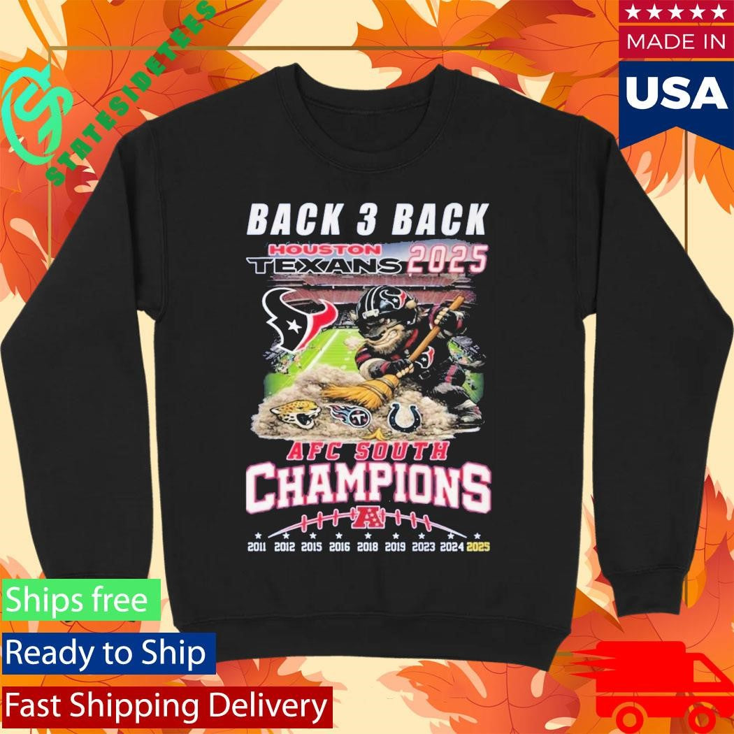 Texans 2025 AFC South Champions Back 3 Back Shirt