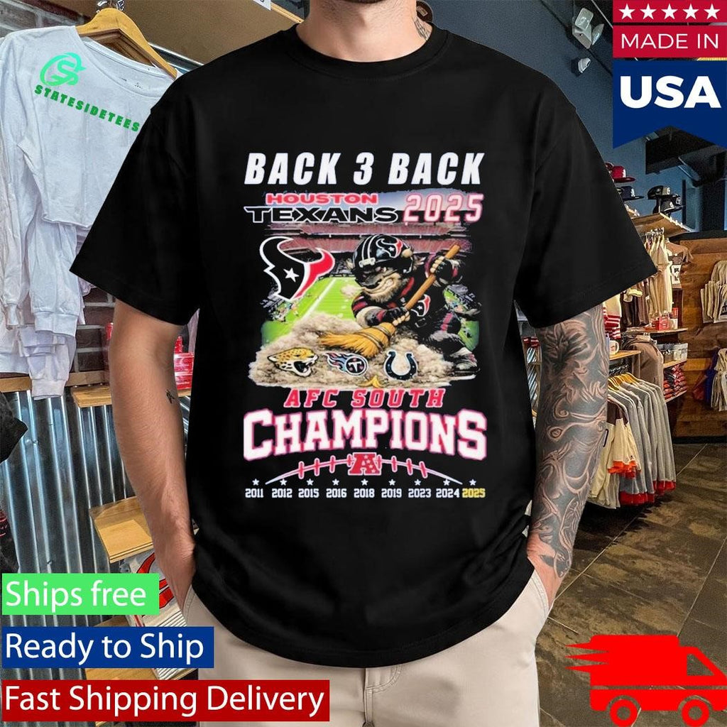Texans 2025 AFC South Champions Back 3 Back Shirt