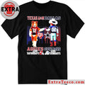 Texas A&amp;M Aggies on Saturdays x Dallas Cowboys on Sundays Mascots Reveille the Dog and Rowdy the Cowboy Skyline T-Shirt