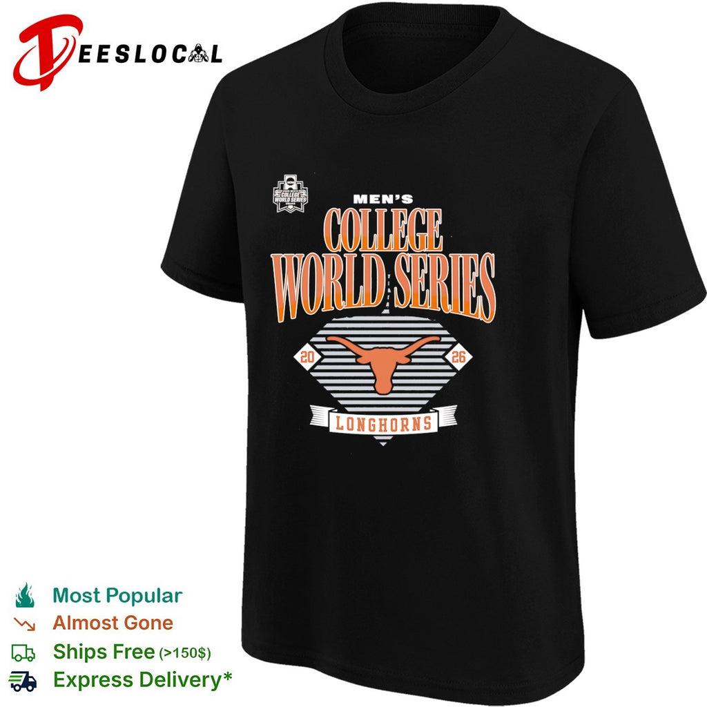 Texas Longhorns 2026 Men’s College World Series Omaha NCAA Baseball Logo Team shirt