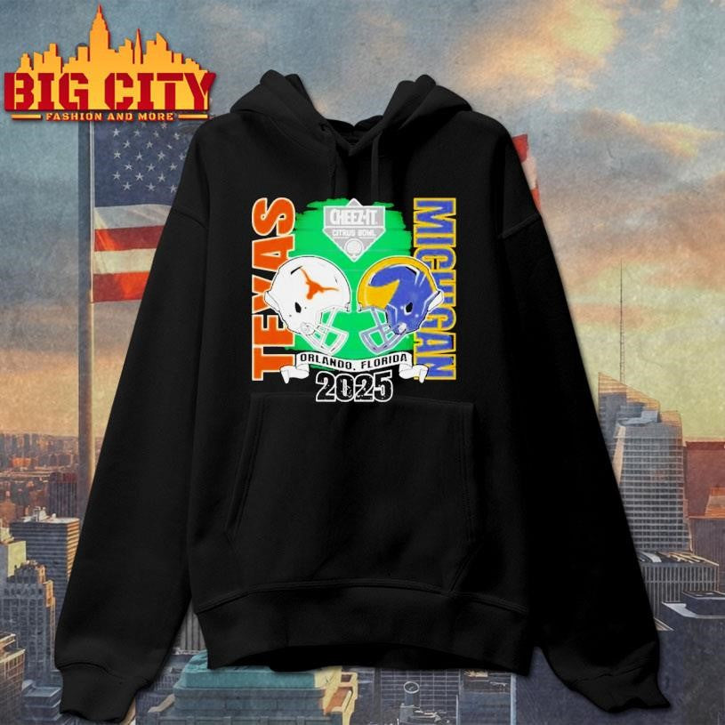 Texas Longhorns Vs Michigan Wolverines On 2025 At Cheez It Citrus Bowl Orlando Florida Helmets Shirt