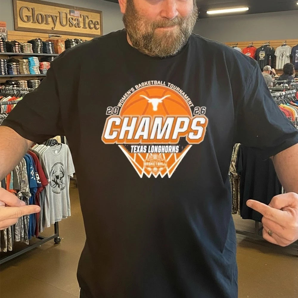 Texas Longhorns Women’s Basketball 2026 SEC Tournament Champions Locker Room Orange T-Shirt