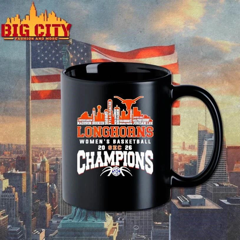 Texas Longhorns Women’s Basketball Champions 2026 player name city skyline Shirt