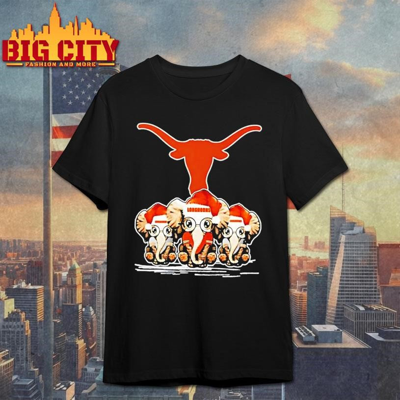 Texas Longhorns X Elephants Santa Hat Merry Christmas Shirt