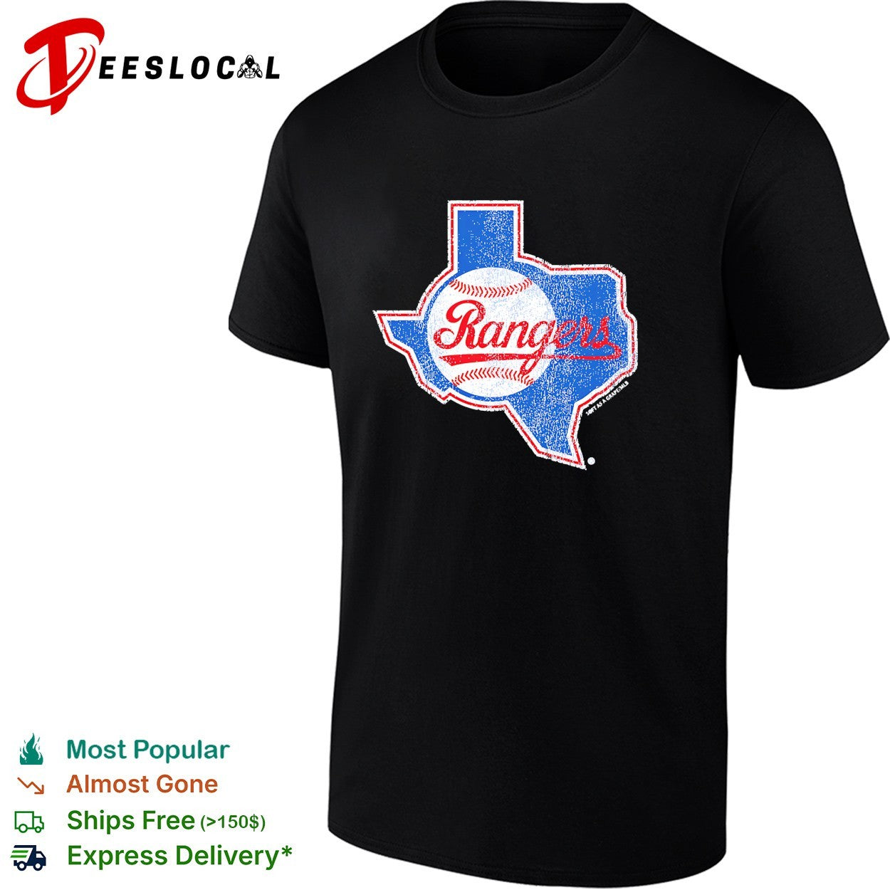 Texas Rangers baseball Texas map shirt