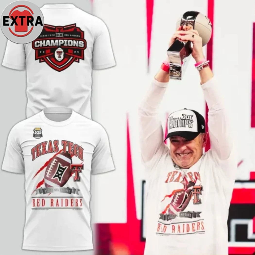 Texas Tech Football Champions of the Big 12 Special Logo Two Sided Shirt
