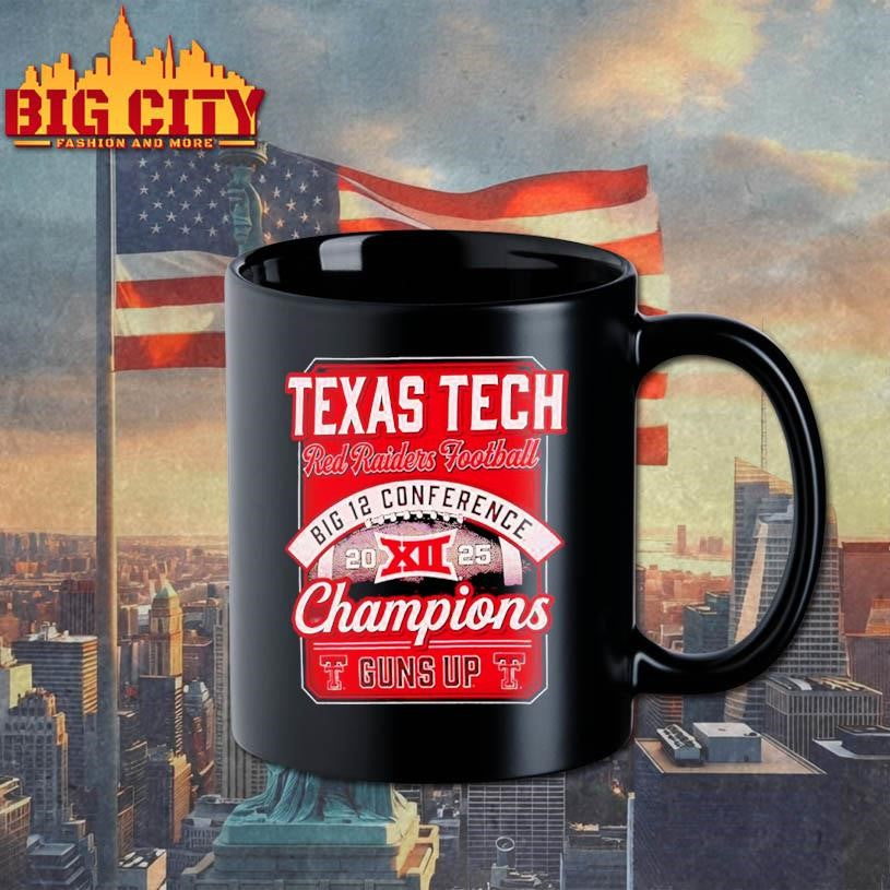 Texas Tech Red Raiders 2025 Big 12 Football Champions Score Guns Up Shirt