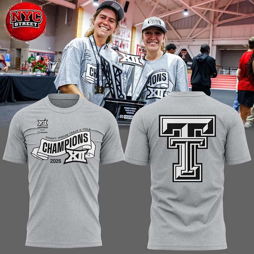 Texas Tech Red Raiders 2026 Women’ s Indoor Track &amp; Field Champions Two Sided Shirt